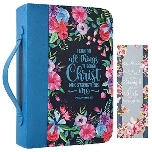 Faithful Hers Floral Bible Cover for Women with Bookmarks, PU Leather Church Bag ...