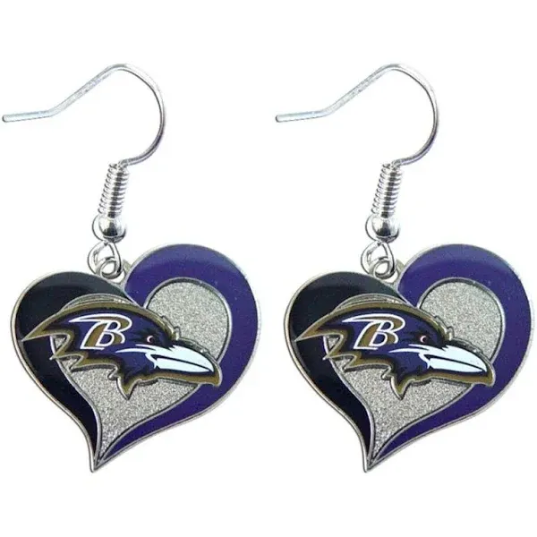 NFL Baltimore Ravens Swirl Heart Earrings