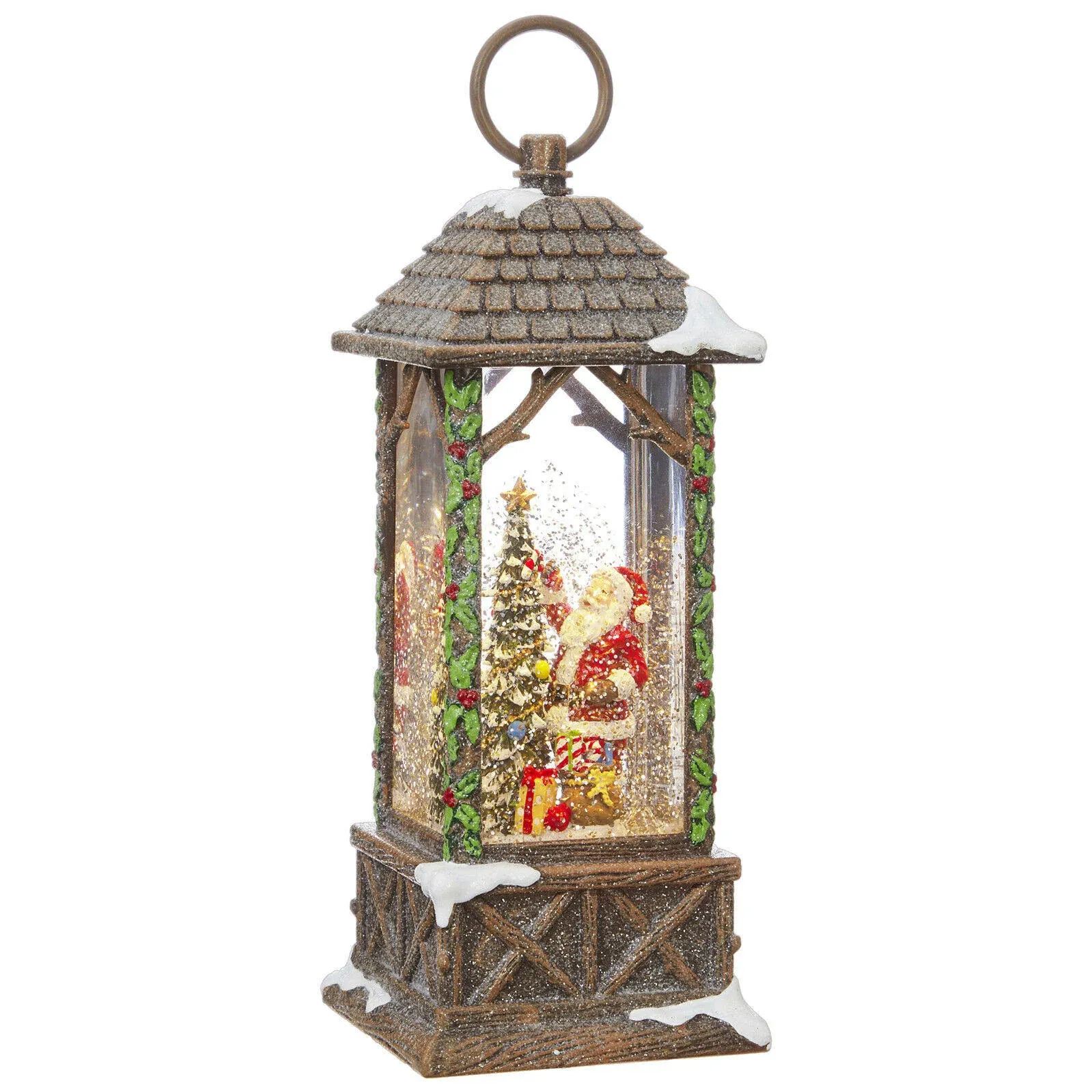 Raz Imports Santa Decorating Tree Lighted Water Lantern