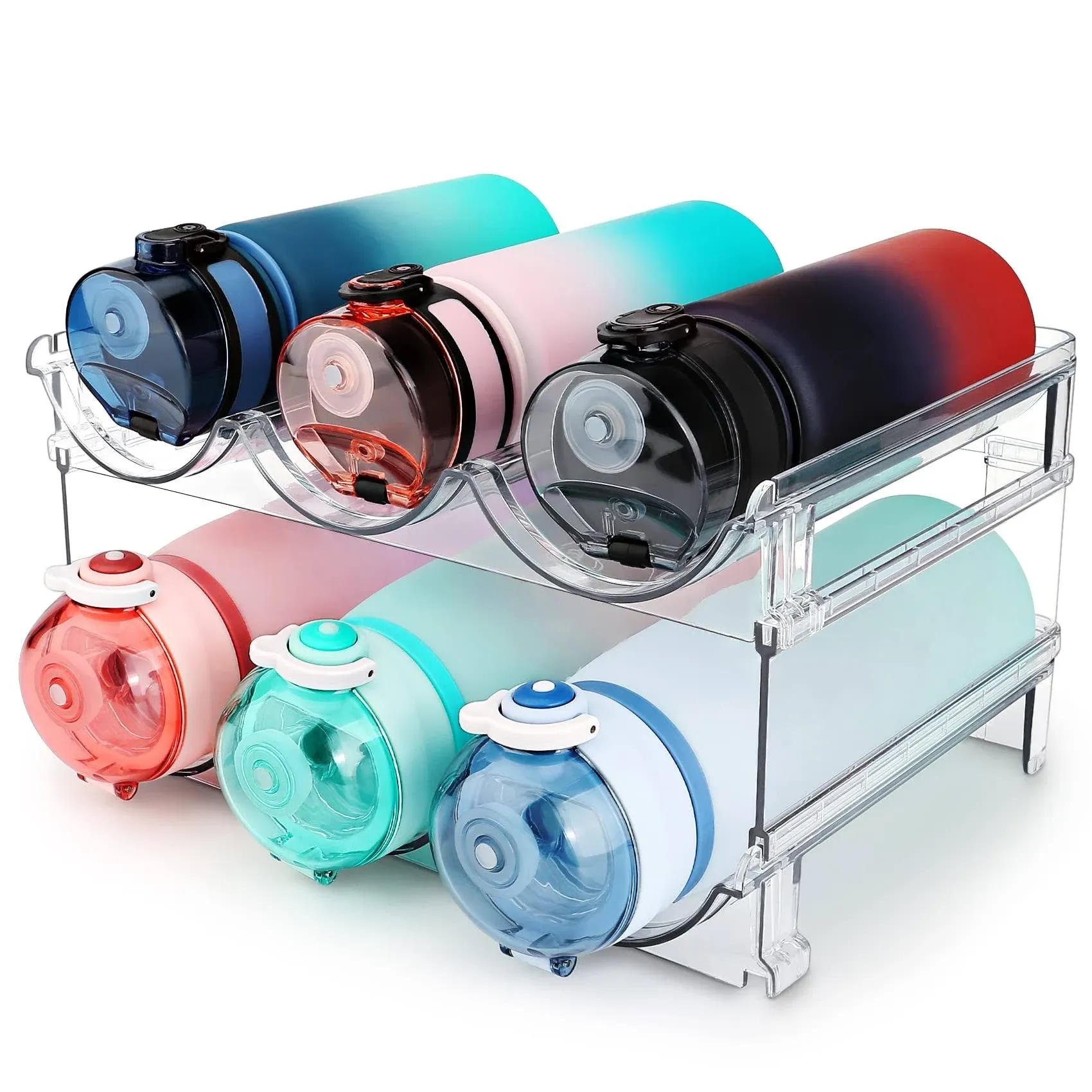 spospo Water Bottle Organizer for Cabinet, Water Bottle Storage Organizer, 2 ...