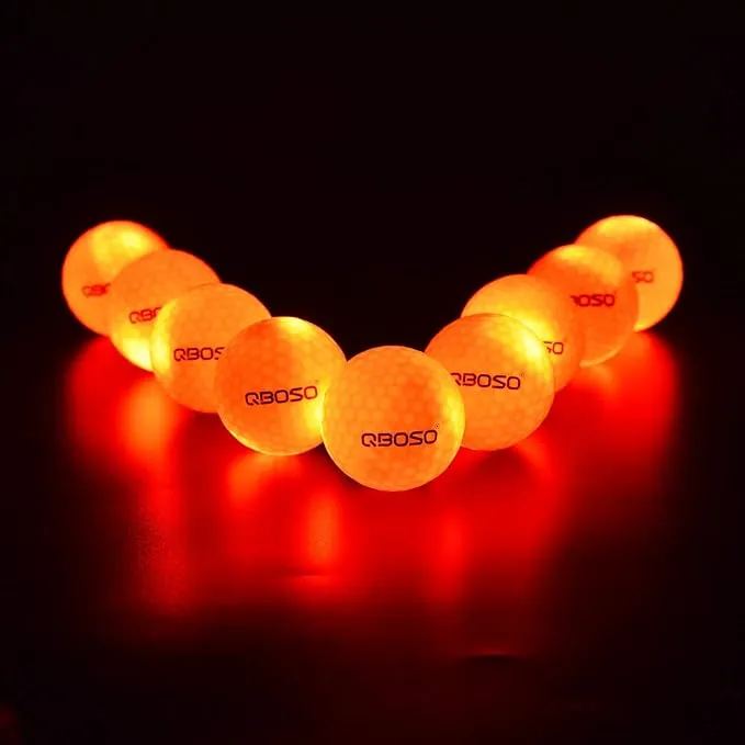 Glow in The Dark Golf Balls QBOSO LED Golf Balls , Light Up Golf Balls More Red