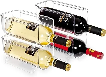 Vtopmart Refrigerator Wine and Water Bottle Holder, 4Pack Stackable Plastic Wine ...