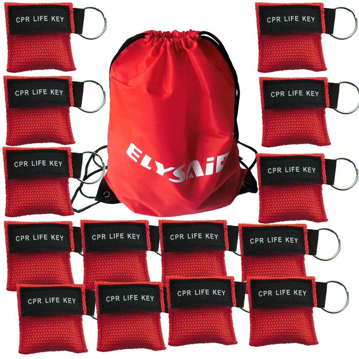 Elysaid 100 Pcs/pack CPR Mask Keychain with Cpr Face Shield CPR Life Key For CPR