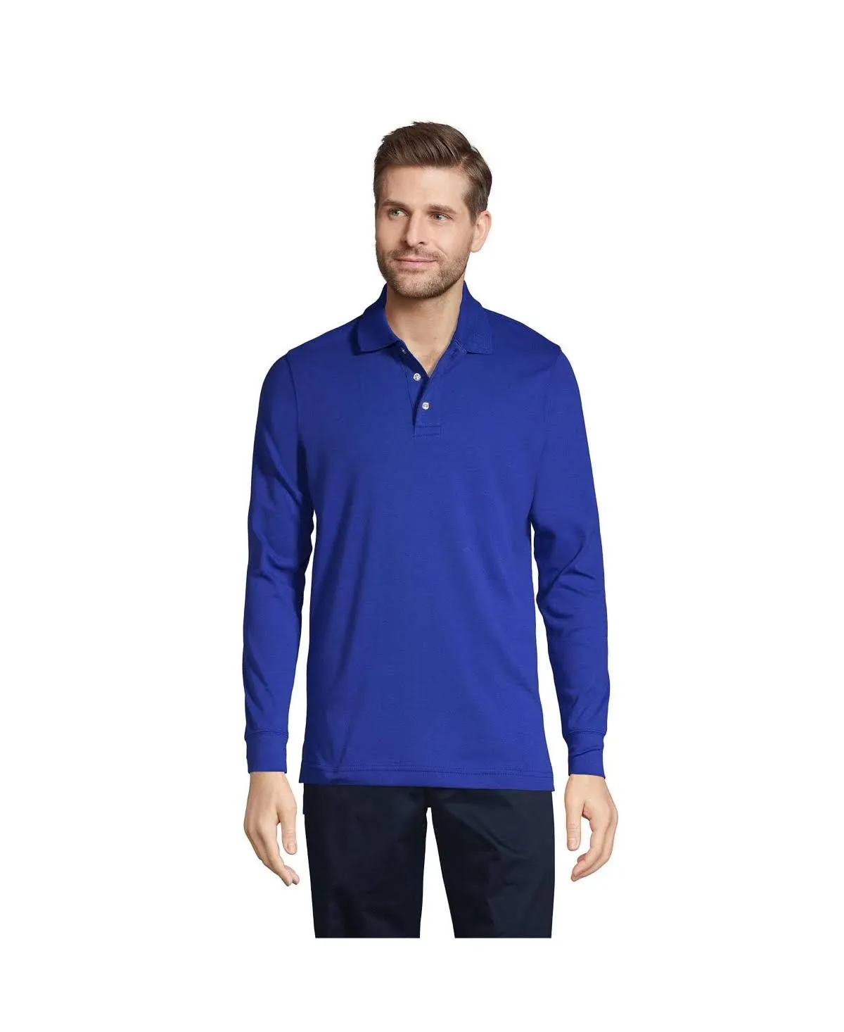 Lands' End Men's Long Sleeve Interlock Polo Shirt