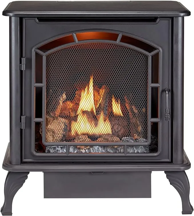 Duluth Forge DF25SMS Vent Free Dual Fuel Stove, Freestanding Fireplace and Indoor Space Heater, Use with Natural Gas or Liquid Propane, Thermostat Control, Heats up to 1,100 Square Feet, 23,000 BTU