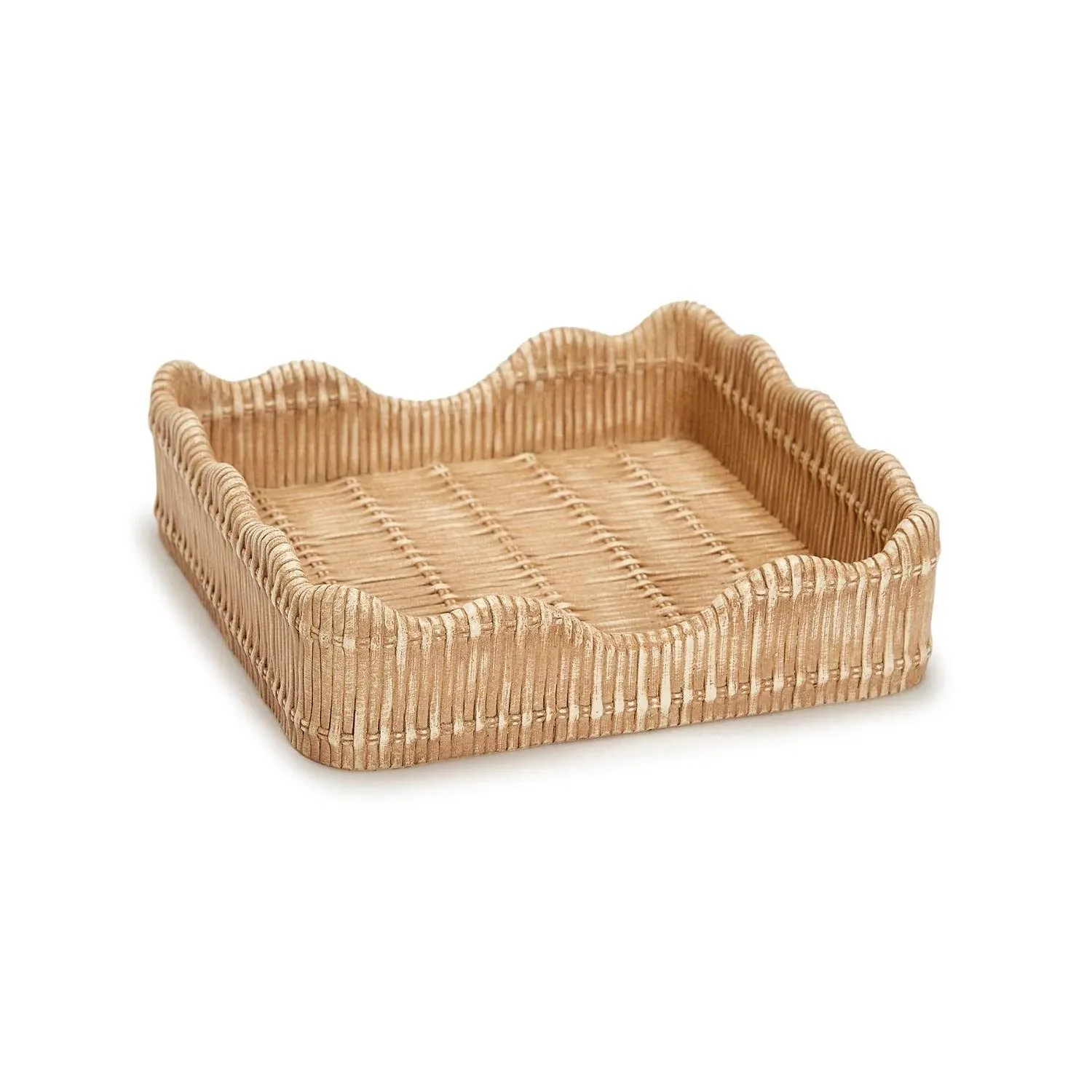 Two's Company Basket Weave Pattern Scalloped Edge Napkin Holder