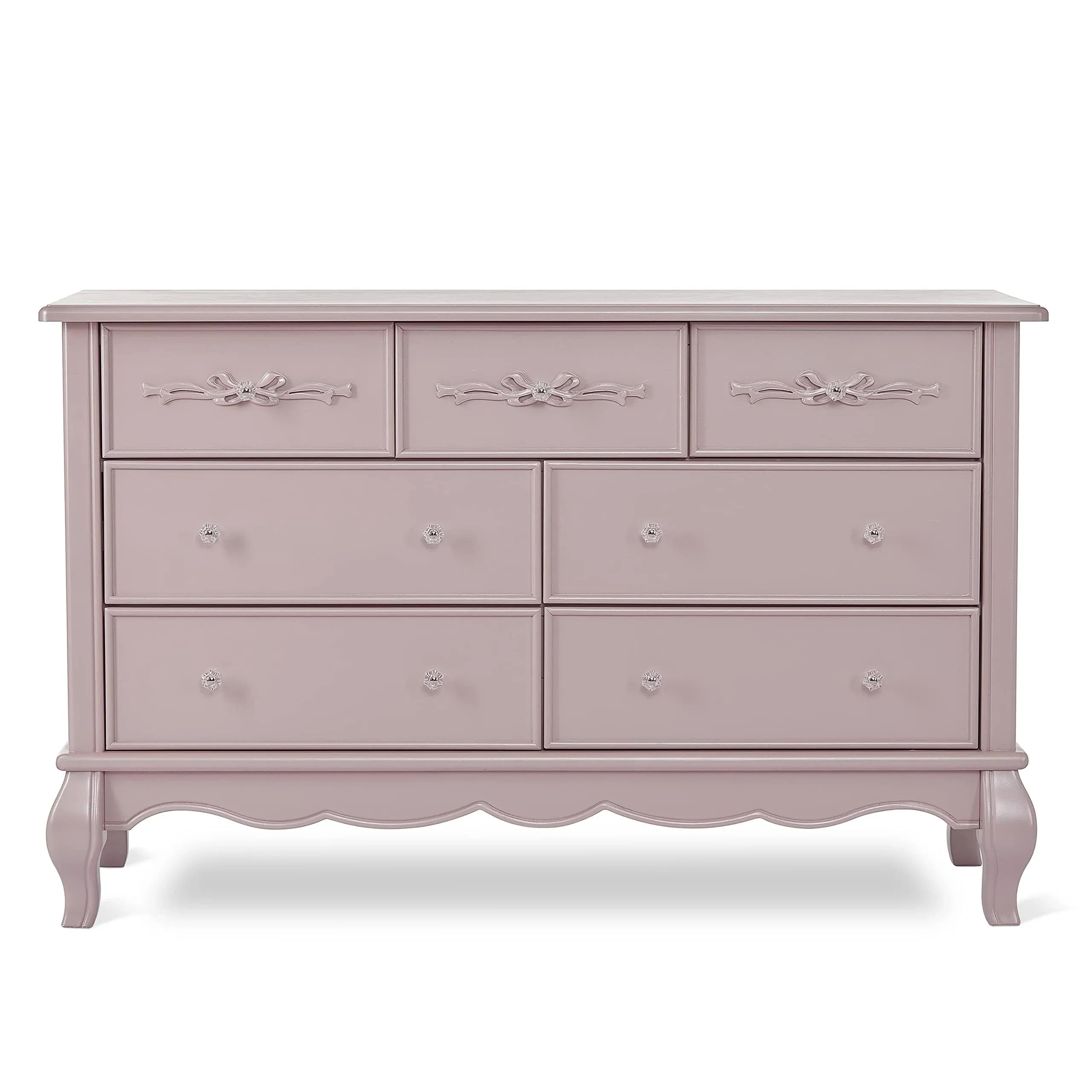 Evolur Aurora 7 Drawer Double Dresser - Blush Pink Pearl