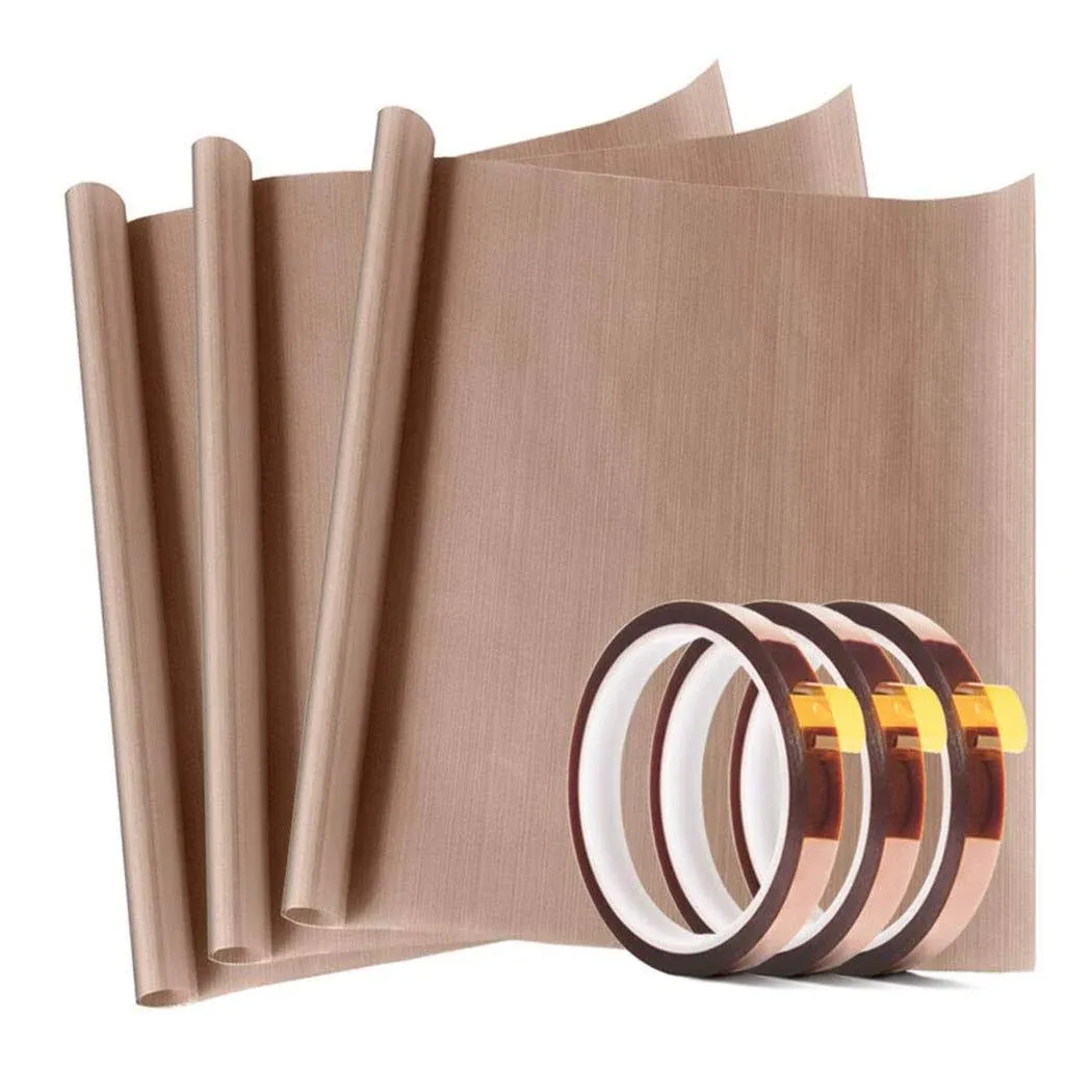 EQUTY BAYMERS 3 Pack PTFE Teflon Sheet 12 x 16" and 3 Rolls 10mm x 33M Heat ...