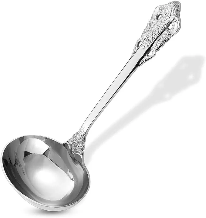 KEAWELL Gorgeous 1 oz. 18/10 Stainless Steel Gravy Ladle, Antique Small Ladle for Stirring, Mirror Finished Soup Ladle Spoon and Dishwasher Safe