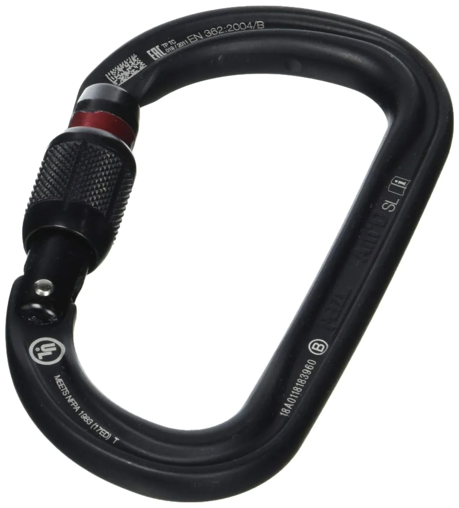 PETZL, Am'D Carabiner, Black, Screw-Lock