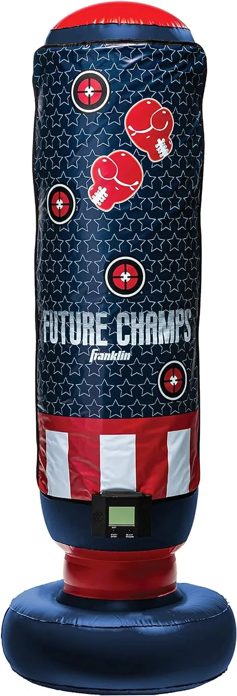 Franklin Sports Electronic Boxing Bag - Future Champs Inflatable MMA Kickboxing Bag - Toy Youth Equipment for Kids + Toddlers - 60" x 22"