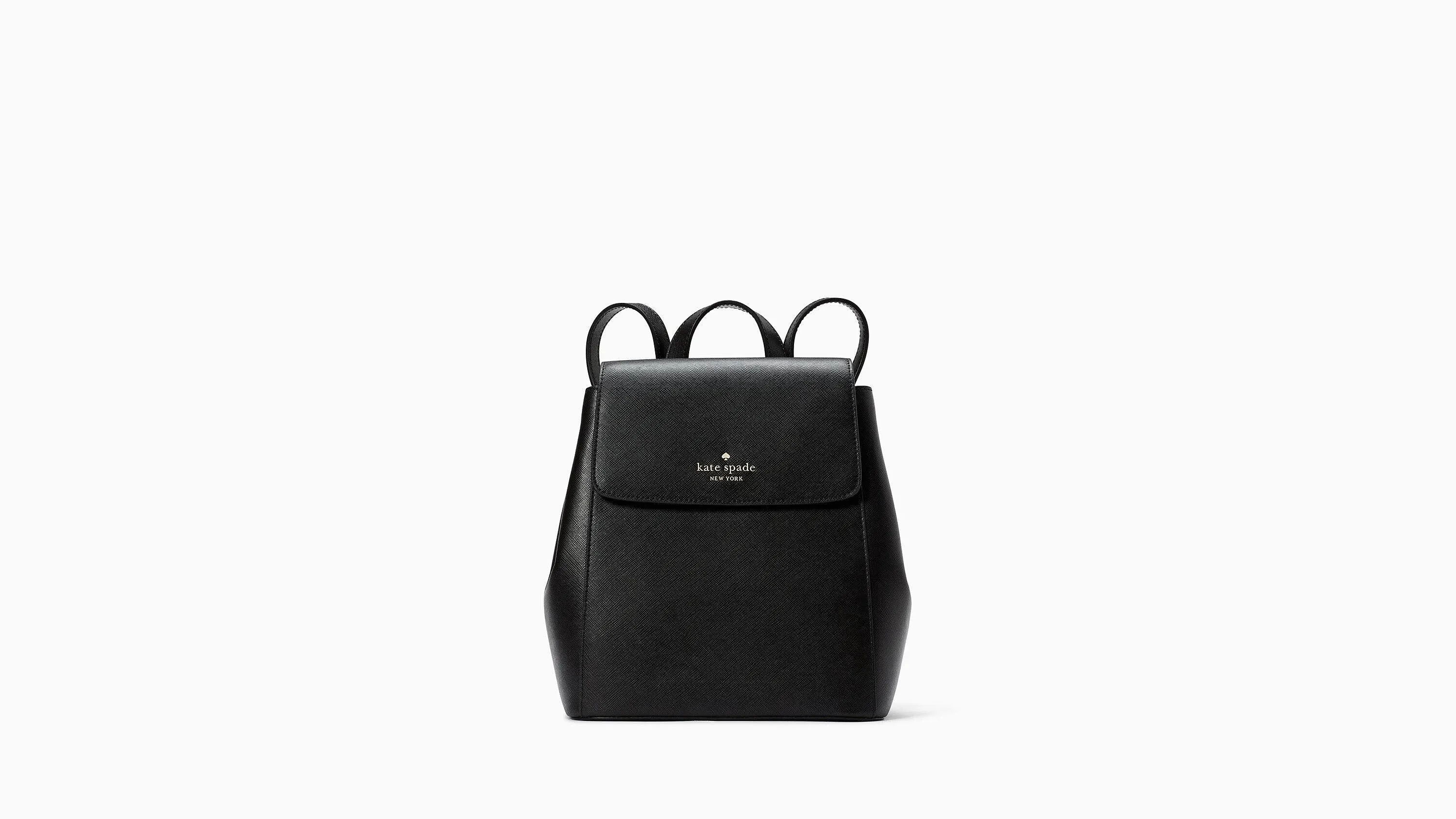 Kate Spade Madison Black Leather Medium Flap Backpack