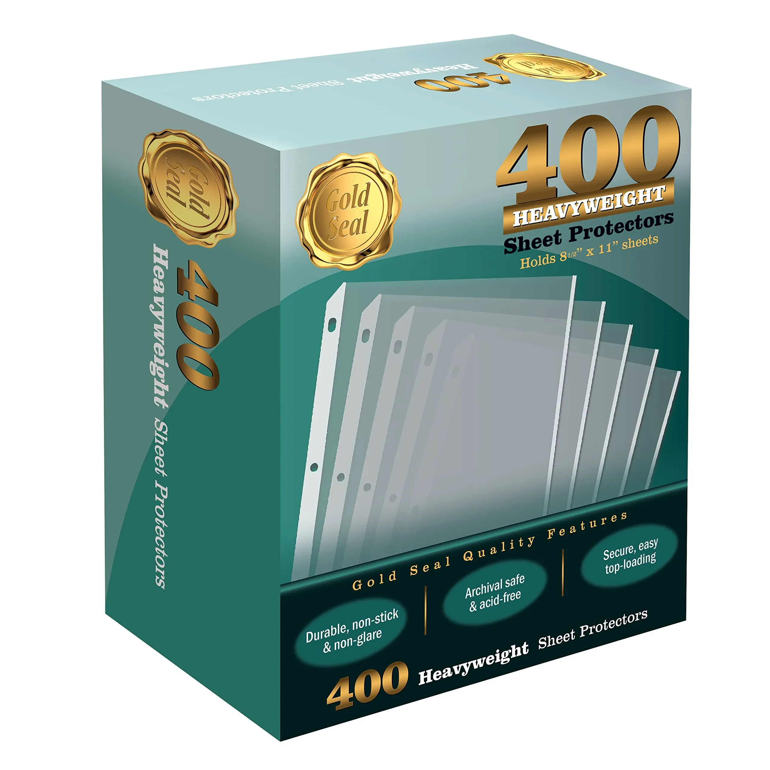 250 Count Clear Heavyweight Poly Sheet Protectors by Gold Seal, 8.5" x 11", Extra Sturdy, Secure Topload, 250 Boxed Sheet Protectors