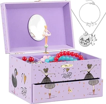 efubaby Jewelry Box for Girls Music Box Girls & Unicorn Necklace and Bracelet ...