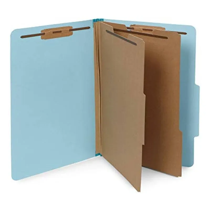 Blue Summit Supplies Classification Folders, Legal Size, 2-Divider, Tab Cut, Light Blue, 10 Pack