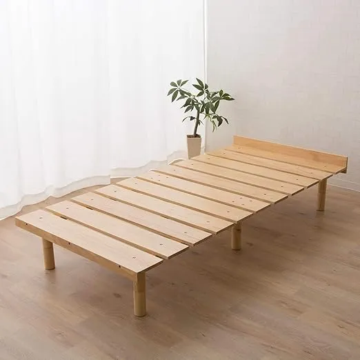 EMOOR Wood Slatted Floor Bed Frame OSMOS Twin for Japanese Futon Mattress Solid Pine (Earth-Natural), Height Adjustable (2/7/12in) Tatami Mat