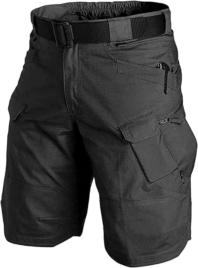 AUTIWITUA Mens Waterproof Tactical Shorts Outdoor Cargo Shorts, Lightweight Quick Dry Breathable Hiking Fishing Cargo Shorts(NO Belt) Black