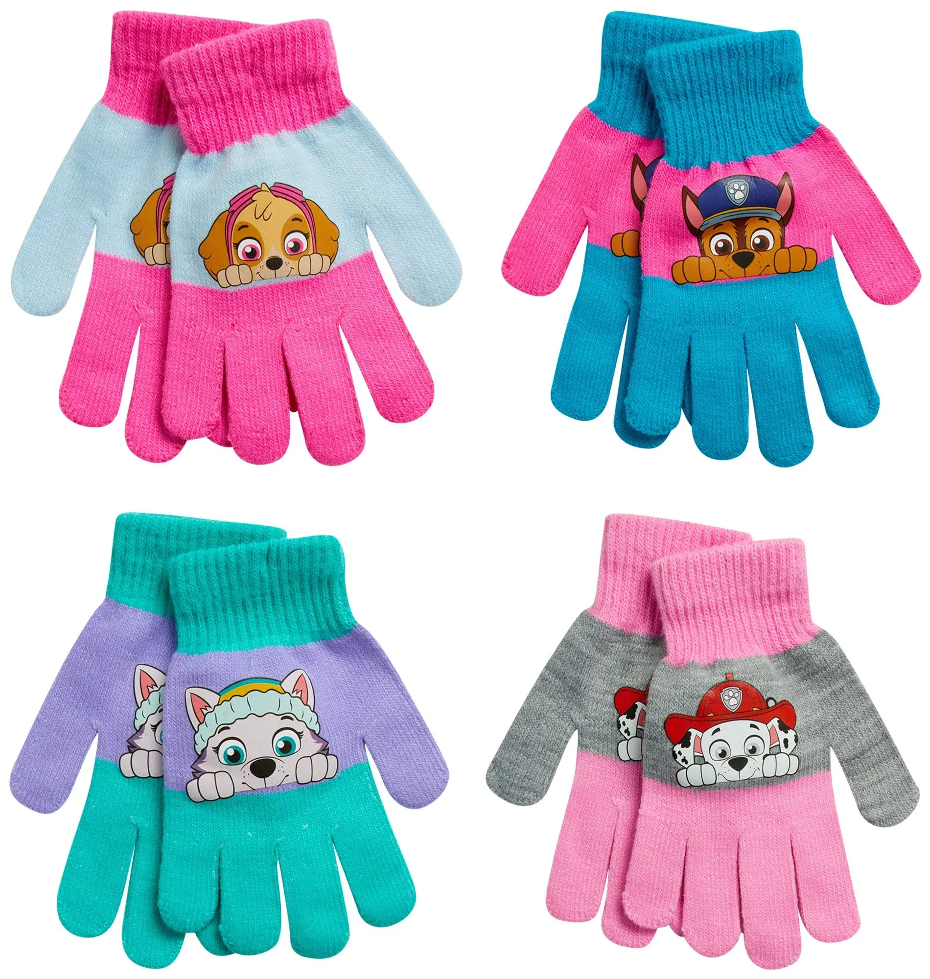 Nickelodeon Girls Paw Patrol 4 Pack Mitten or Glove Set, Toddler or Little Girls