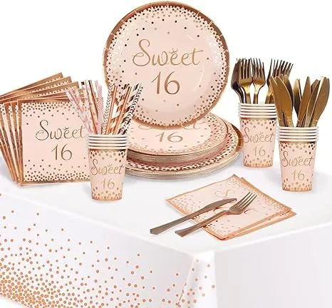 Sweet 16 Birthday Party Supplies Tableware Serves 24
