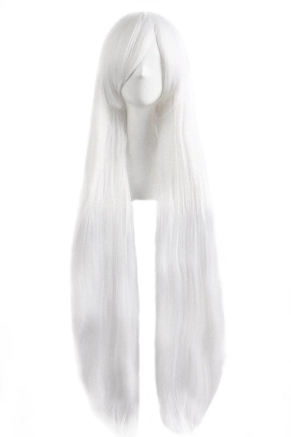 MapofBeauty 40 100cm White Long Straight Cosplay Costume Wig Fashion