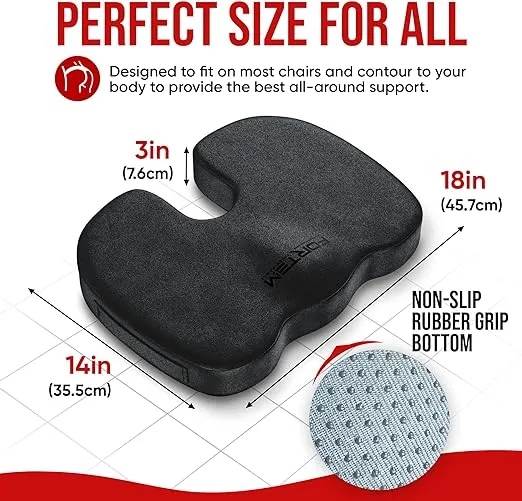 FORTEM Seat Cushion and Lumbar Support for Office Chair, Desk Chair Cushion, Memory Foam Office Chair Cushion, Non Slip Sitting and Back Pillow for Gaming, Car Seat Cushion, Chair Pad