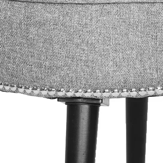 VEIKOUS 24'' Makeup Vanity Stool Round Padded Chair w/Wood Legs and Low Back Indoor, Grey