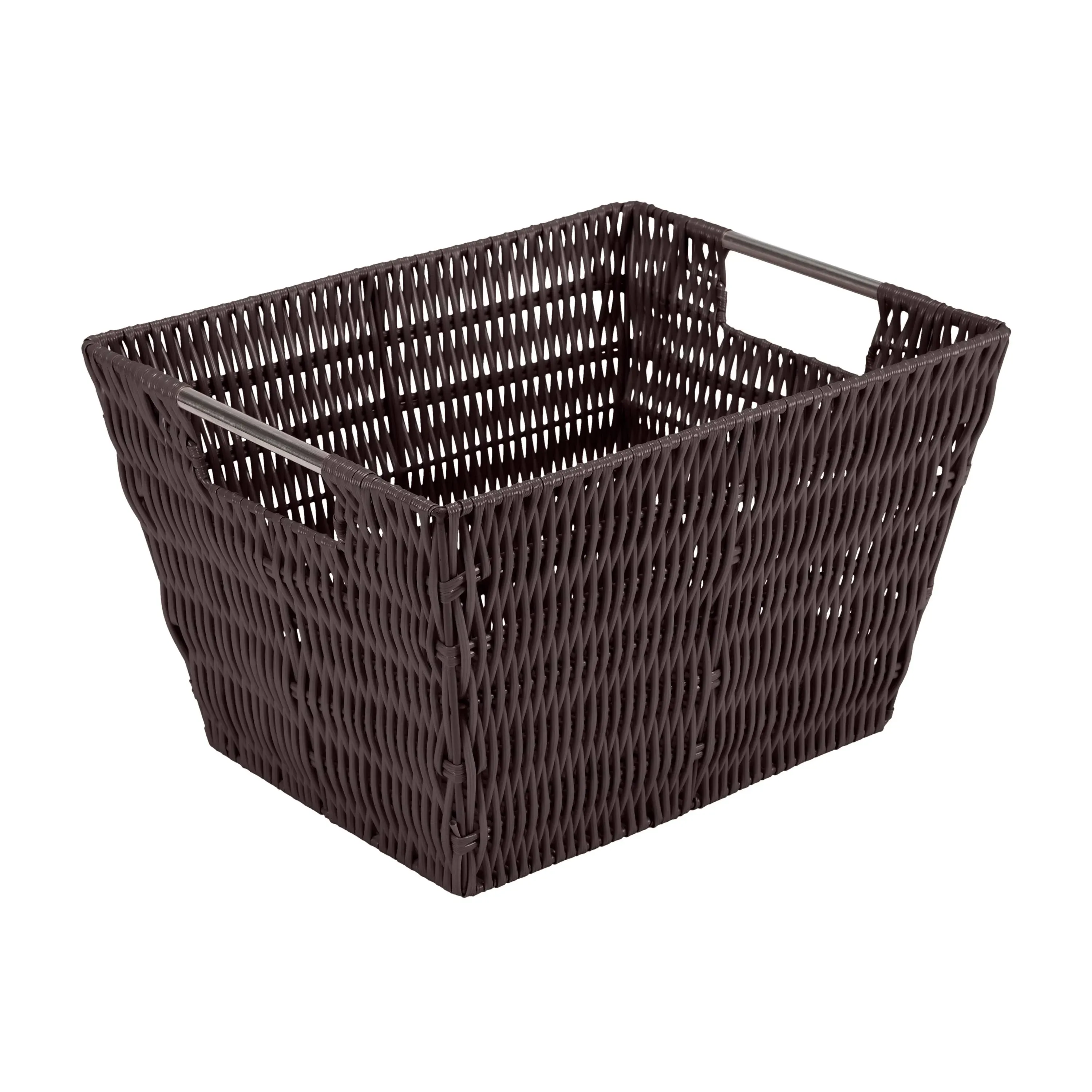 Simplify Medium Rattan Storage Tote Basket in Chocolate