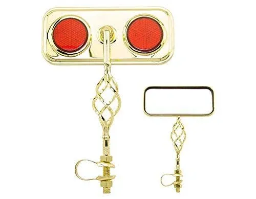 Lowrider Rectangle Cage Mirror Gold with Red Reflectors. Bike Mirror, Bicycle Mirror, Bike Parts, Bicycle Parts