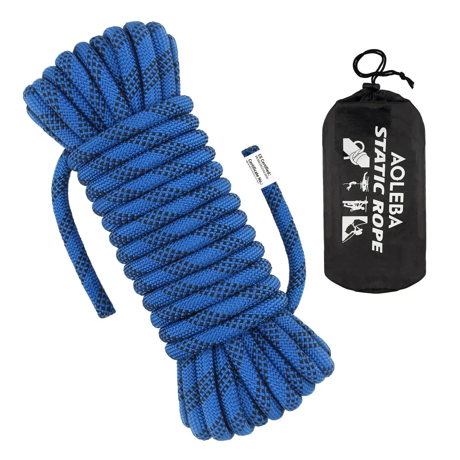 AOLEBA 10.5 mm Static Climbing Rope 10M(32ft) 20M(64ft) 30M(96ft) 50M(160ft) 70M(230ft) Outdoor Rock Climbing Rope, Escape Rope Ice Climbing Equipment Fire Rescue Parachute Rope