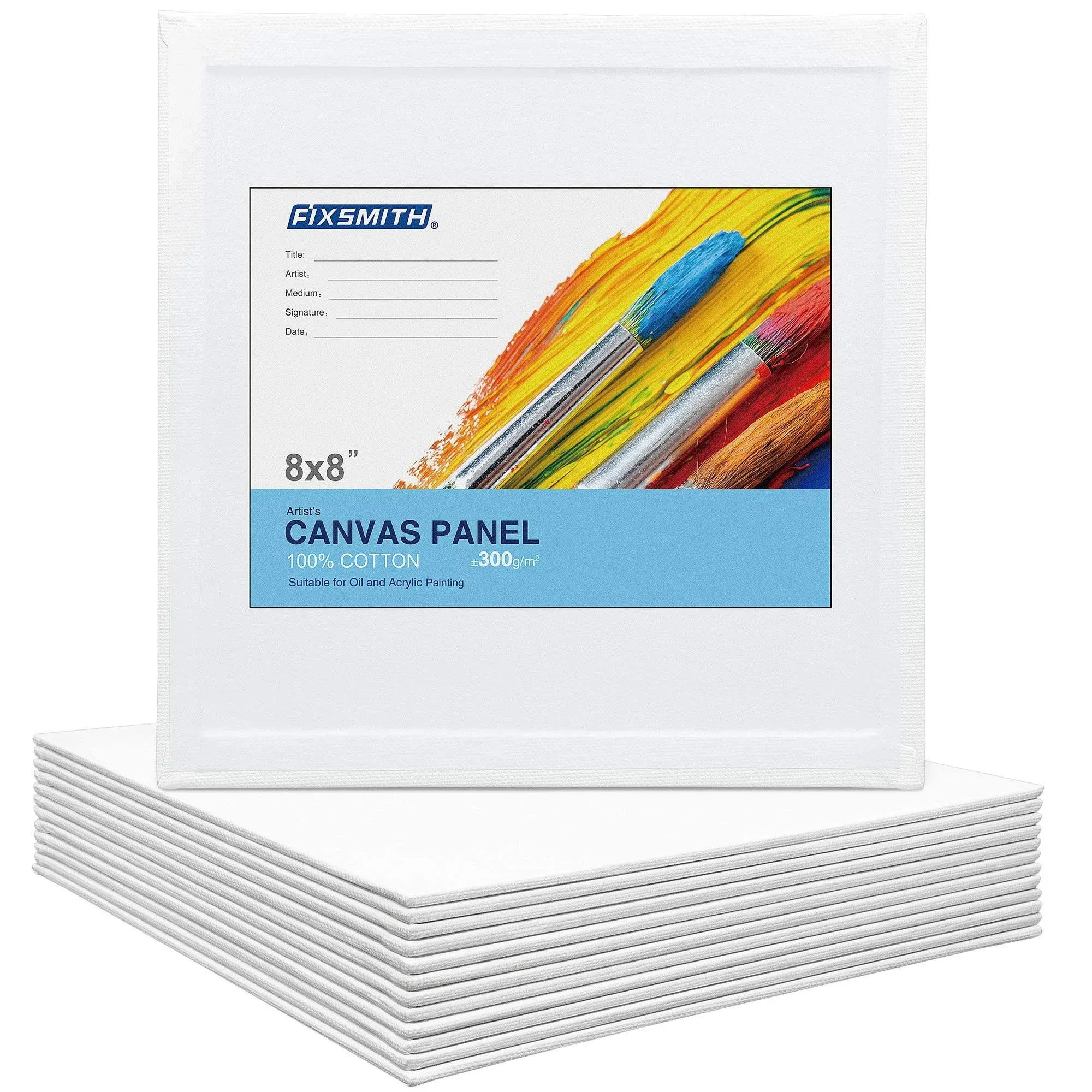 FIXSMITH Painting Canvas Panels - 8x8 inch Canvas Panel Super Value 12 Pack ...