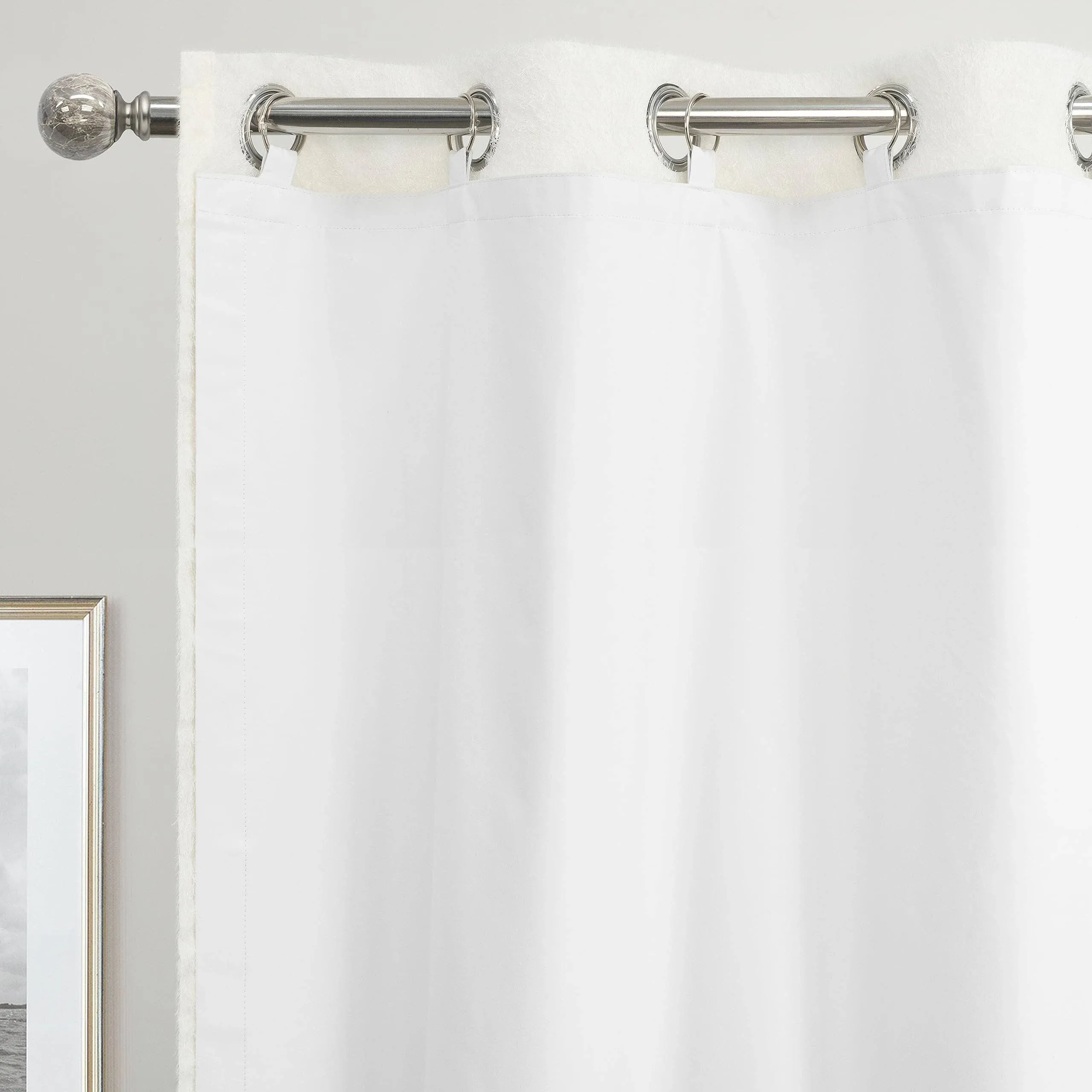 DriftAway Thermal Insulated 100 Percent Darkening Blackout Curtain Liner 2 Panels Each Liner Size 40 Inch by 58 Inch Rings Included Off White Panel