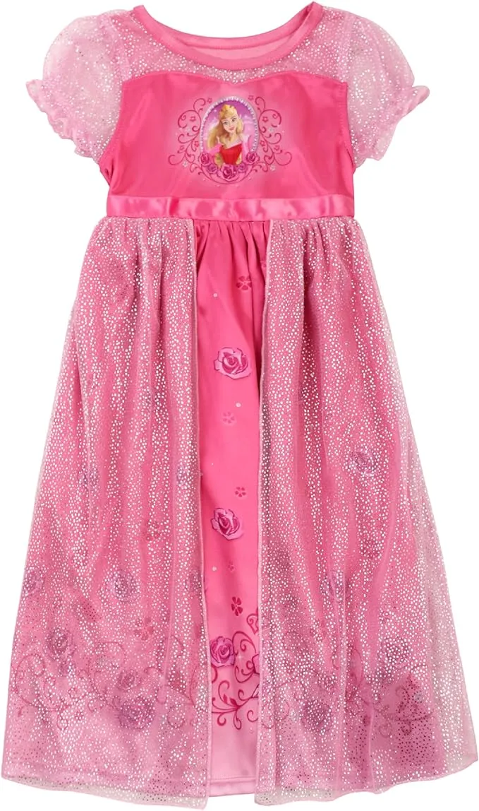 Disney Sleeping Beauty Aurora Girl's Fancy Pink Tulle Nightgown, Size 6