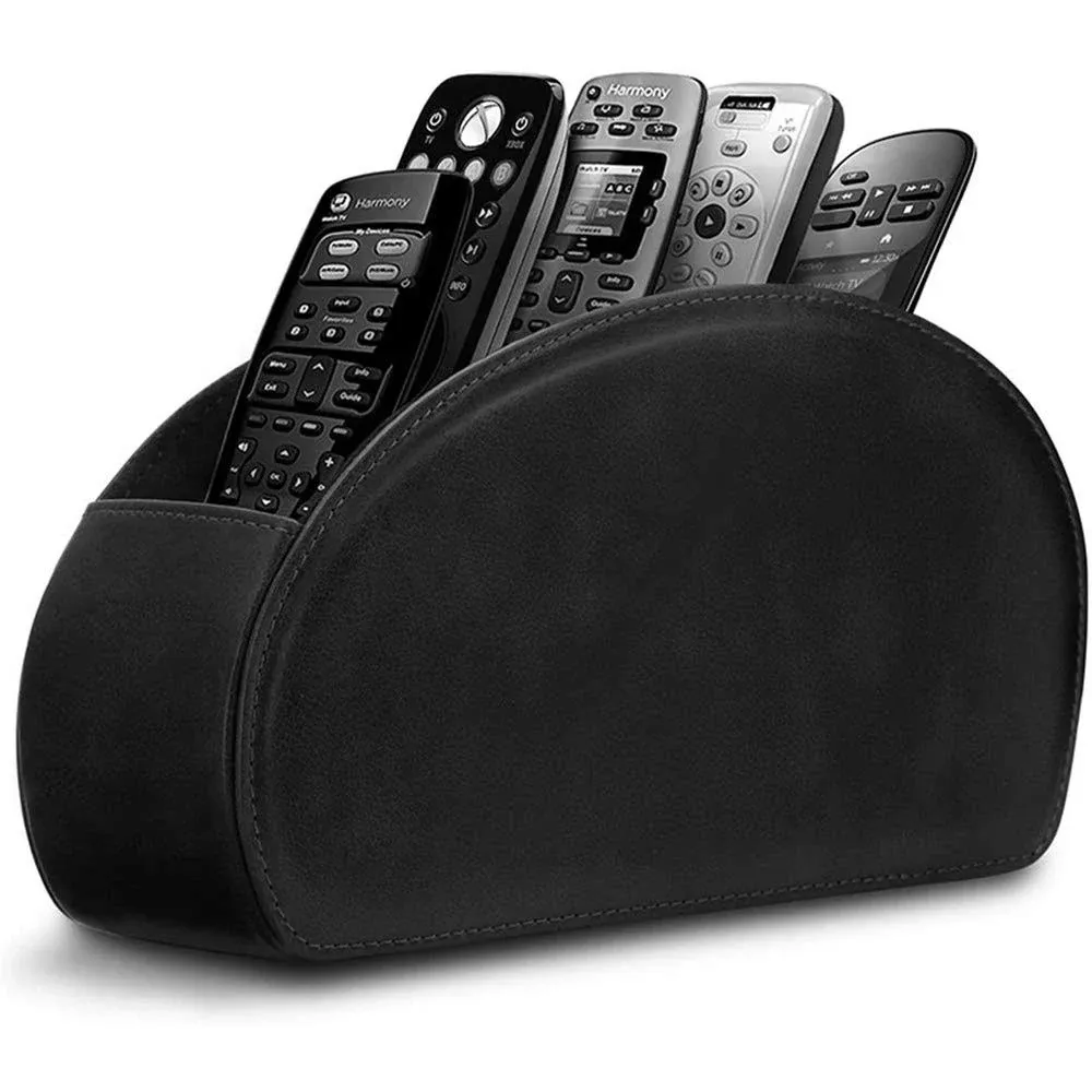 Leather Remote Control Holder with 5 Compartments TV Remote Caddy Storage Store