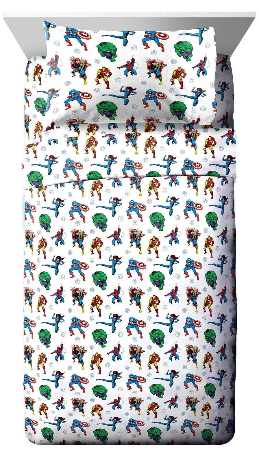 Jay Franco Marvel Avengers Fighting Team Full Sheet Set - 4 Piece Set Super Soft and Cozy Kid's Bedding - Fade Resistant Microfiber Sheets (Official