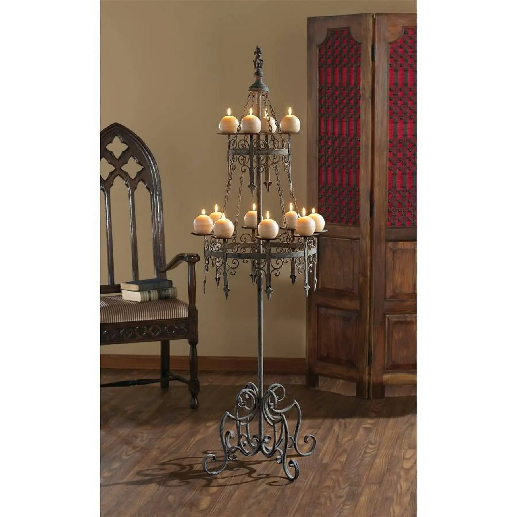 63.5'' H Malbork Castle Gothic Floor Candelabra