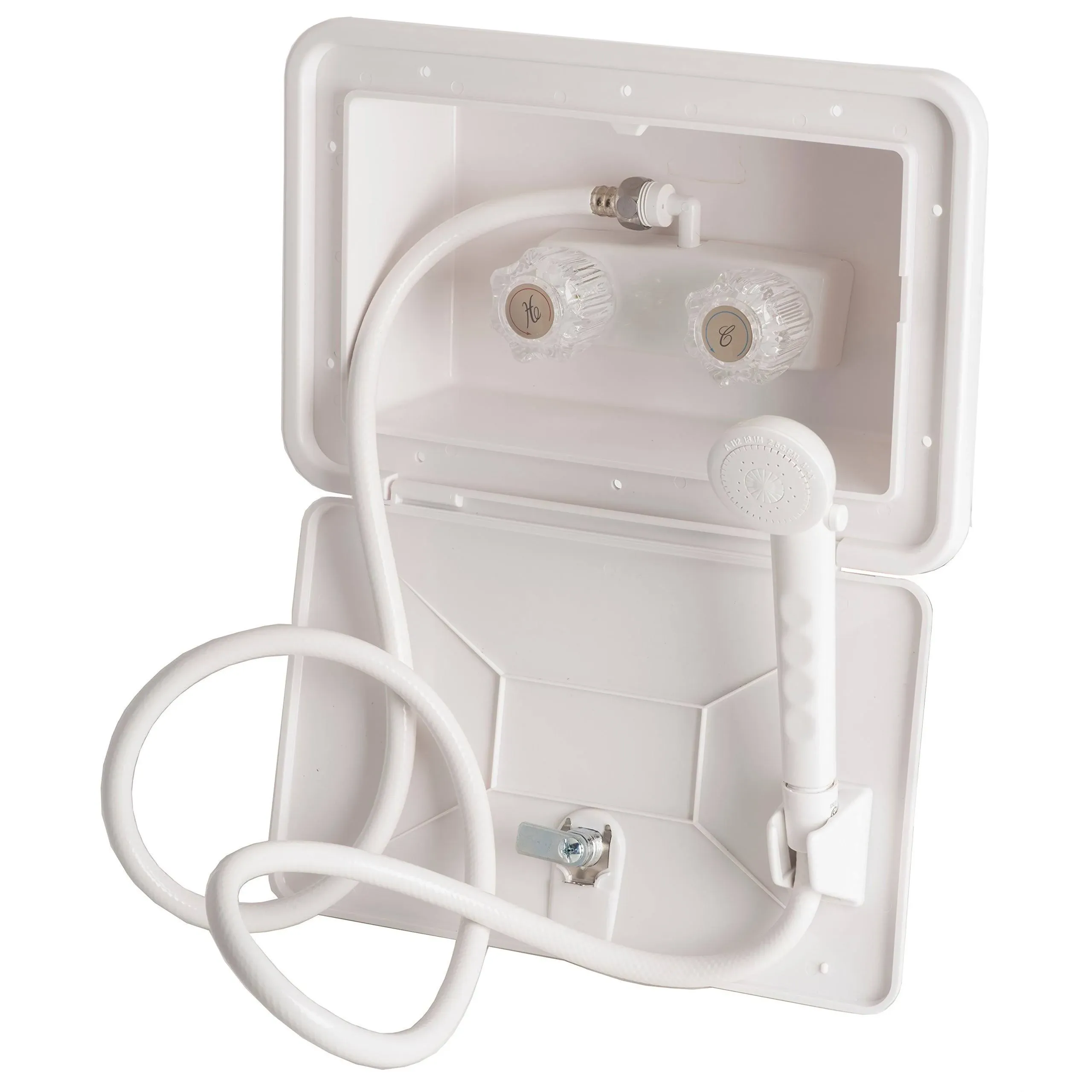 Pe 4910wt Rv Exterior Shower Box Kit With Shower Valve And Matching Handheld Sho