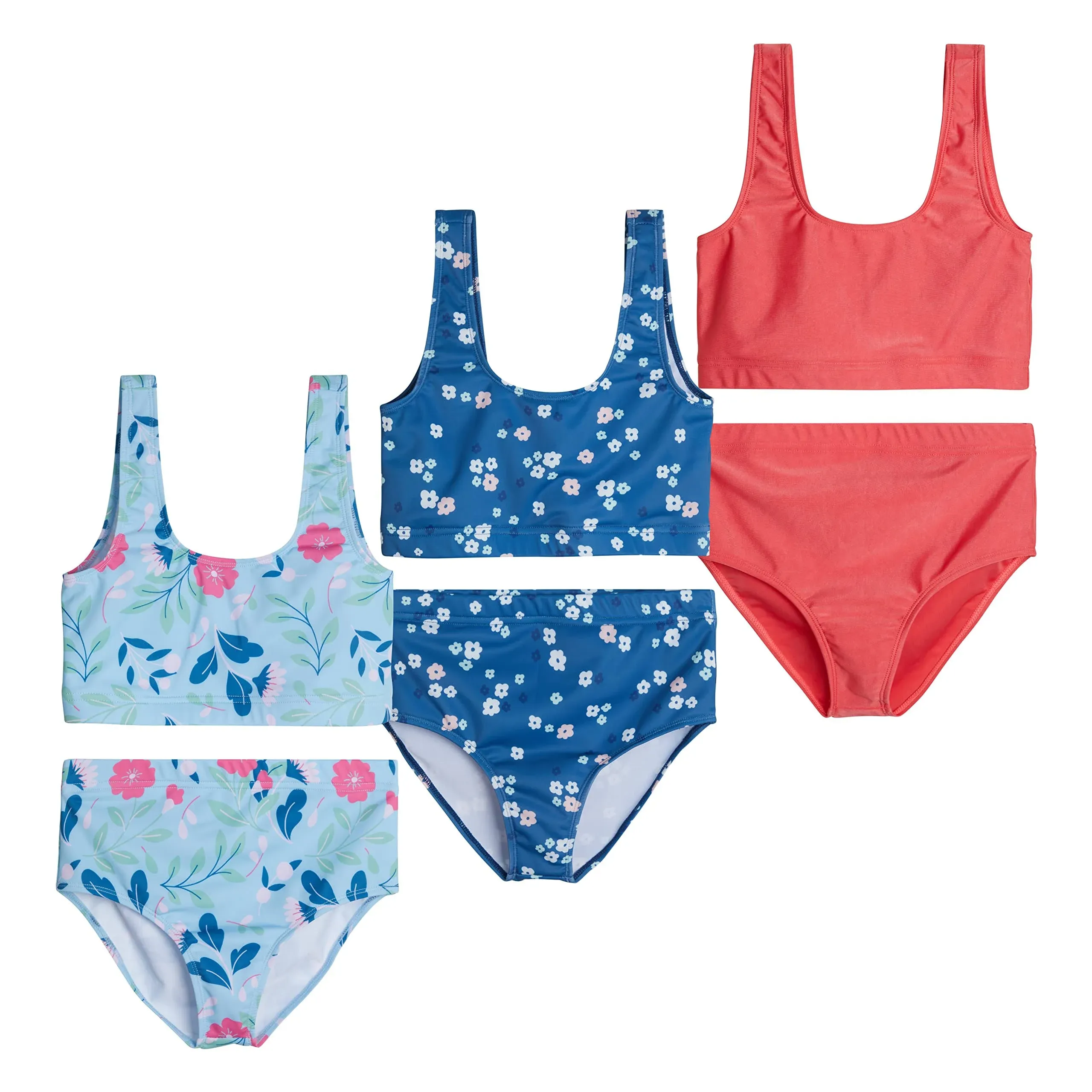 Real Essentials 3 Pack: Girl's 2-Piece Beach Sport Bikini Swimsuit - Swimwear for ...