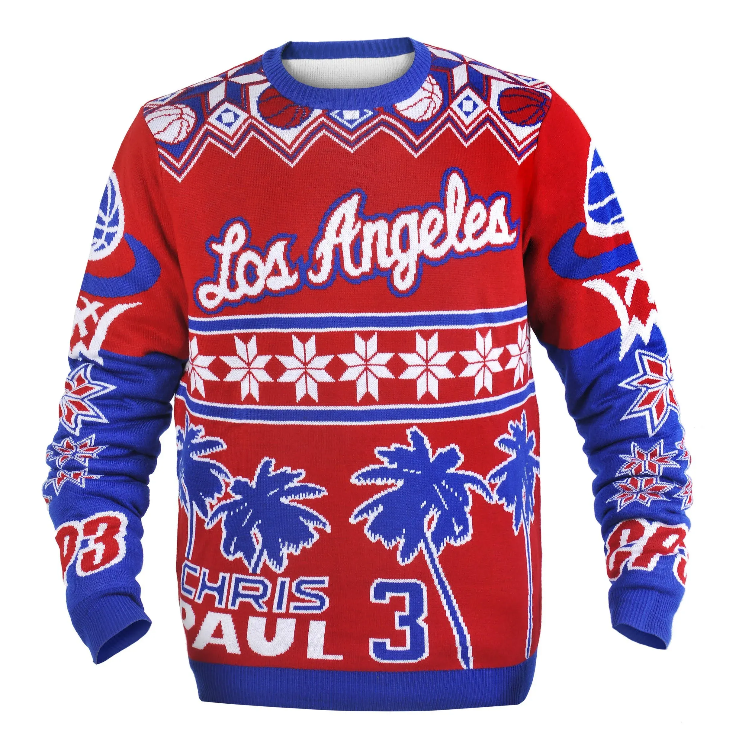 FOCO NBA Men&#039;s Los Angeles Clippers Chris Paul #3 Player Ugly Sweater