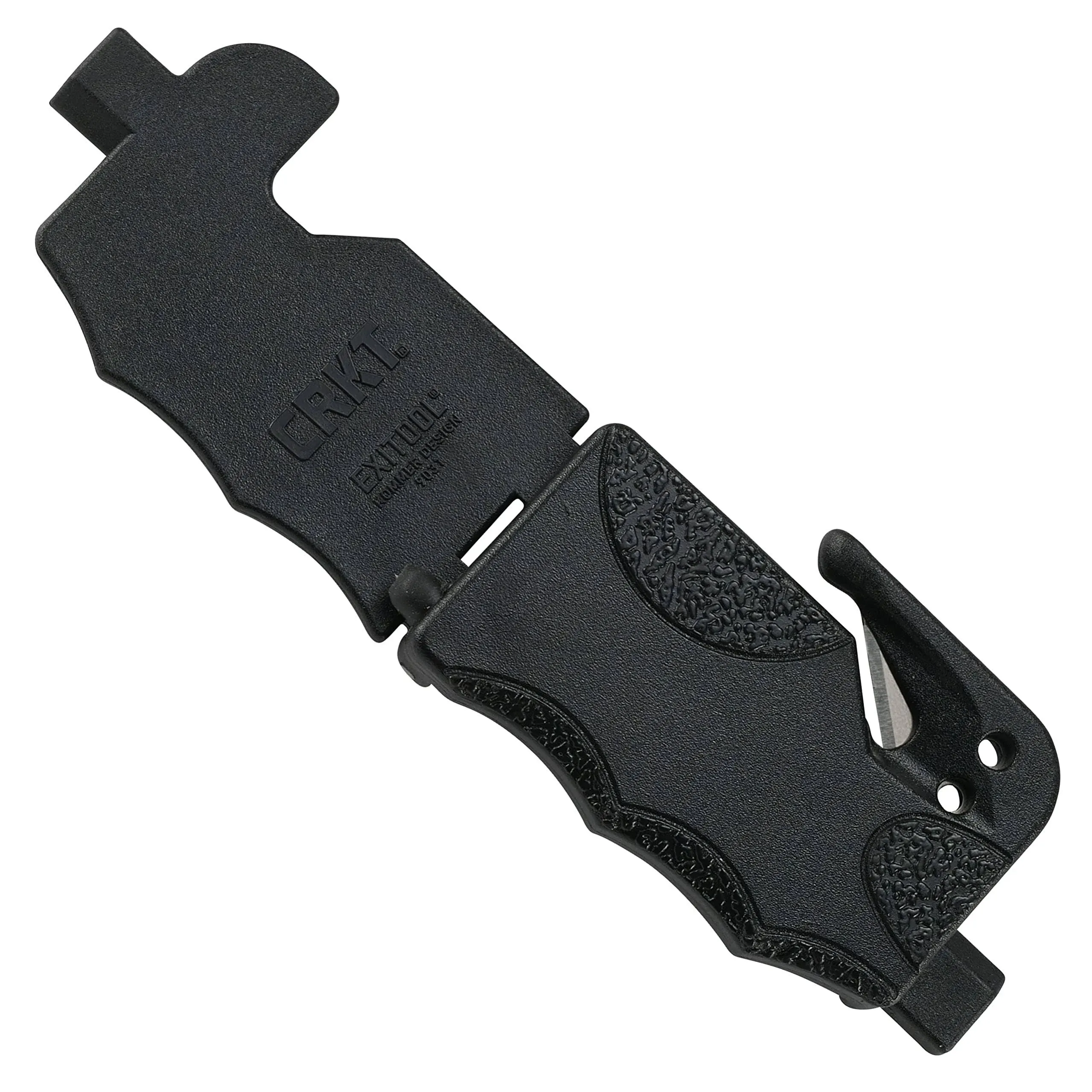 CRKT Exitool Emergency Multitool: Automotive Safety, Seat Belt Strap Cutter, Steel Window & Glass Breaker, Clips to Seat Belt 9031