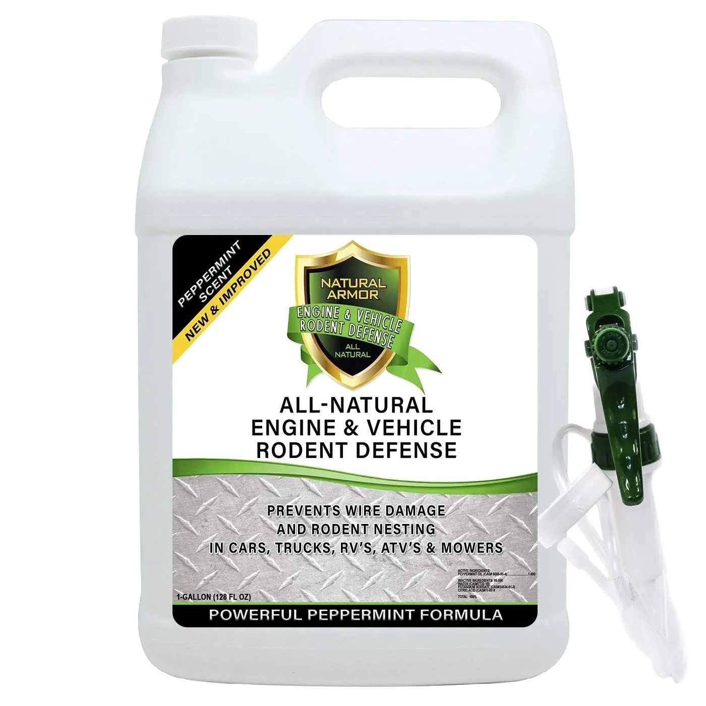 Mice/Mouse, Rat, Squirrel & Rodent Wire, Engine & Vehicle Protection Spray Prevents Chewing & Nesting for Cars, Trucks, RV’s, ATV’s. Great for Winter Protection. Ready to Use (128 Oz Gallon)