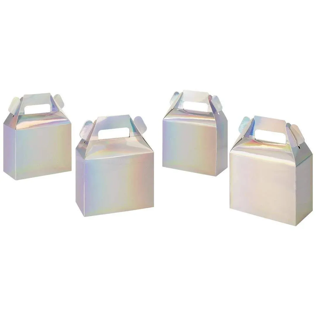 Iridescent Gable Party Favor Boxes 4.75" 36 Pack Holographic Foil Favor Box