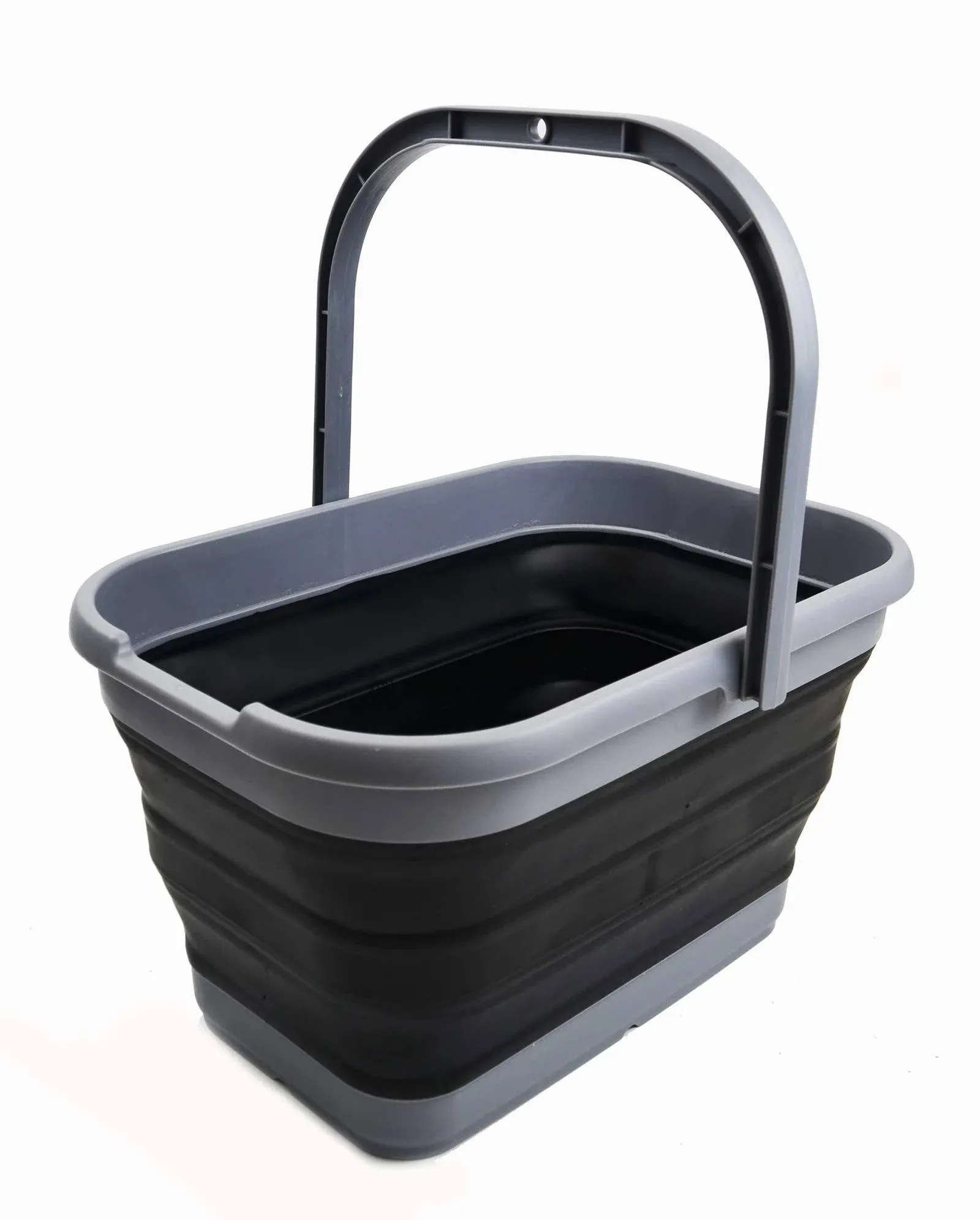 12L Collapsible Rectangular Handy Basket/Bucket (Grey/Black)