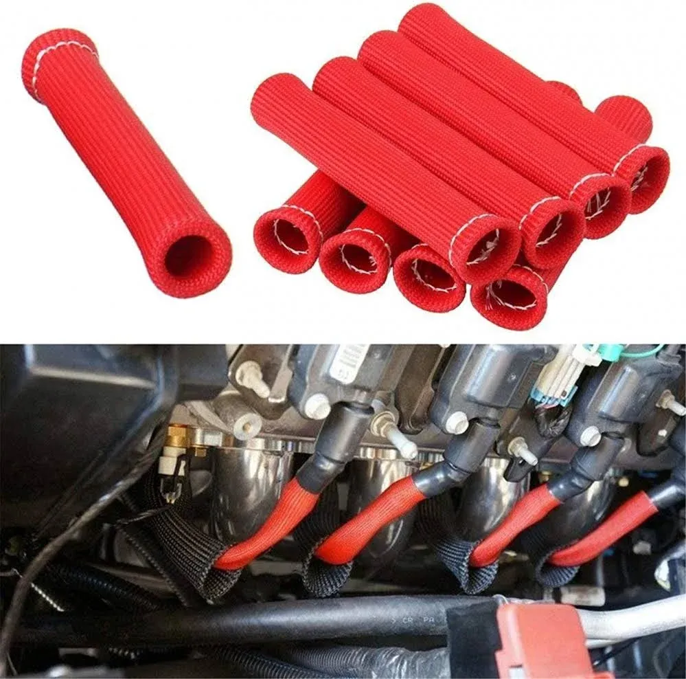 8pcs 2500° Spark Plug Wire Boots Protector Sleeve Heat Shield Cover For LS1/LS2