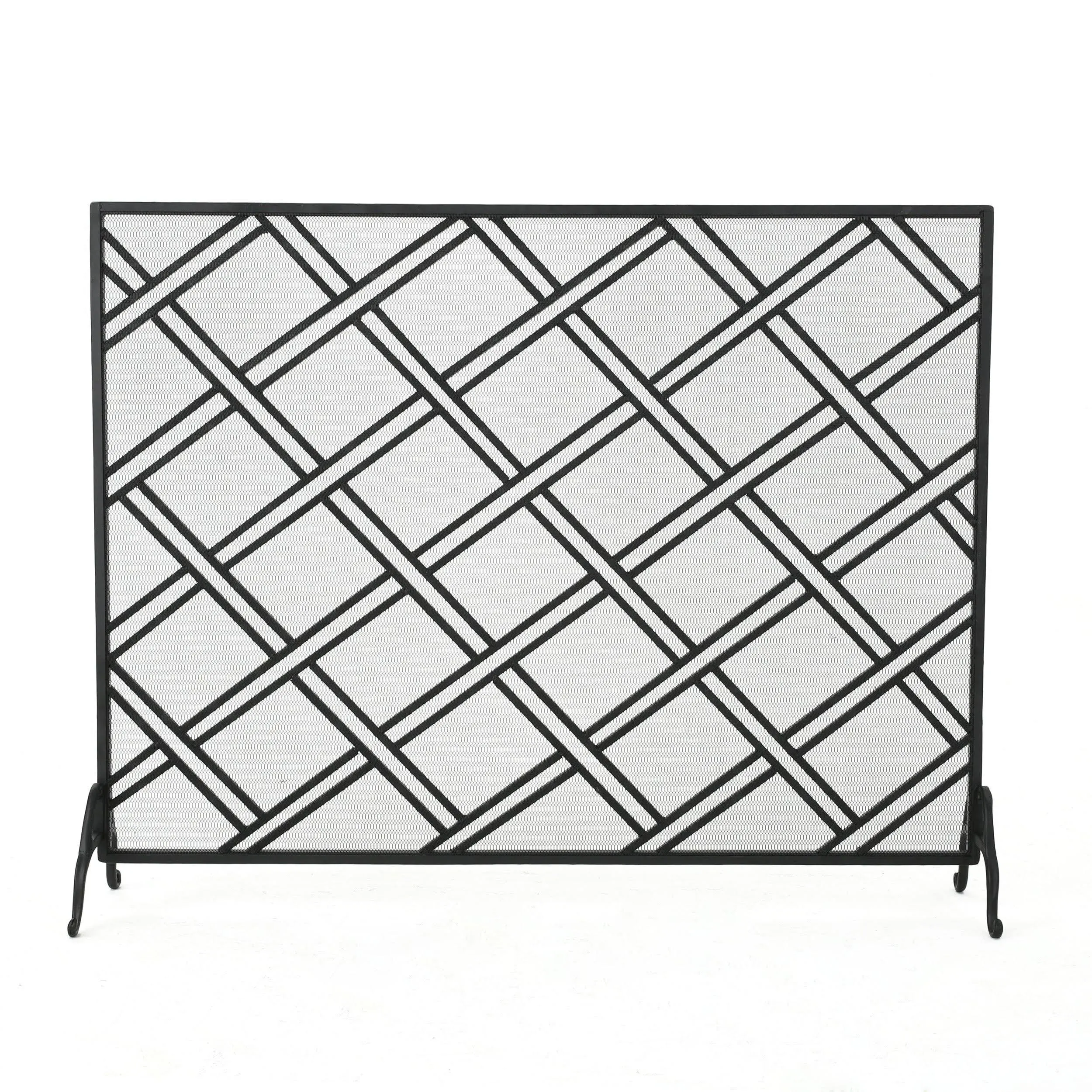 Jalama Single Panel Iron Fireplace Screen - Black