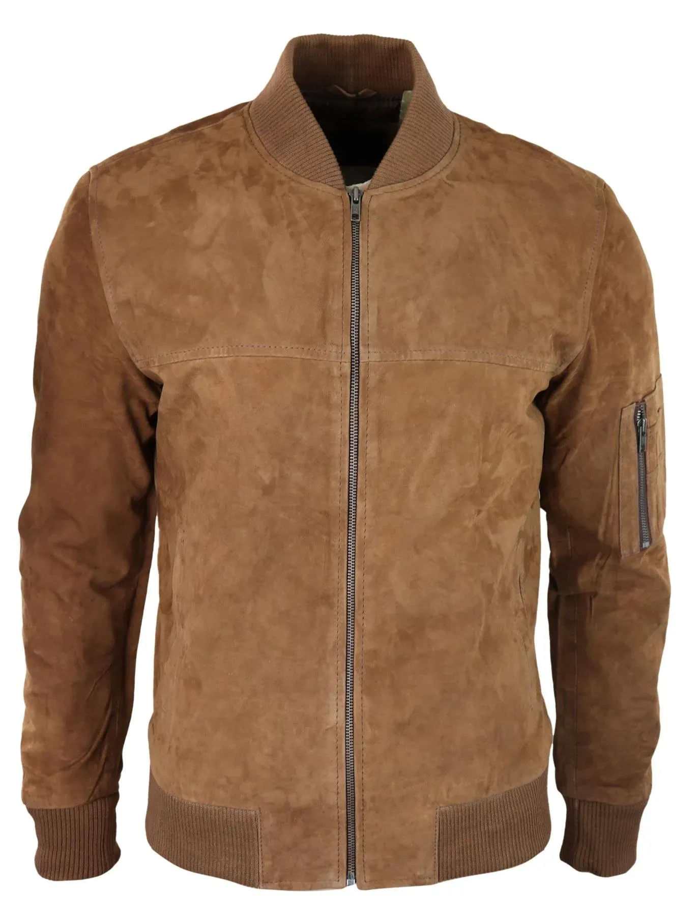 Infinity Leather Mens Genuine Suede Bomber Jacket Leather Casual Varsity Vintage ...