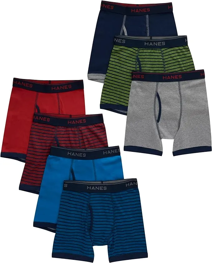 Hanes Comfort Flex Boys' Boxer Brief Underwear, 10-Pack Assorted M