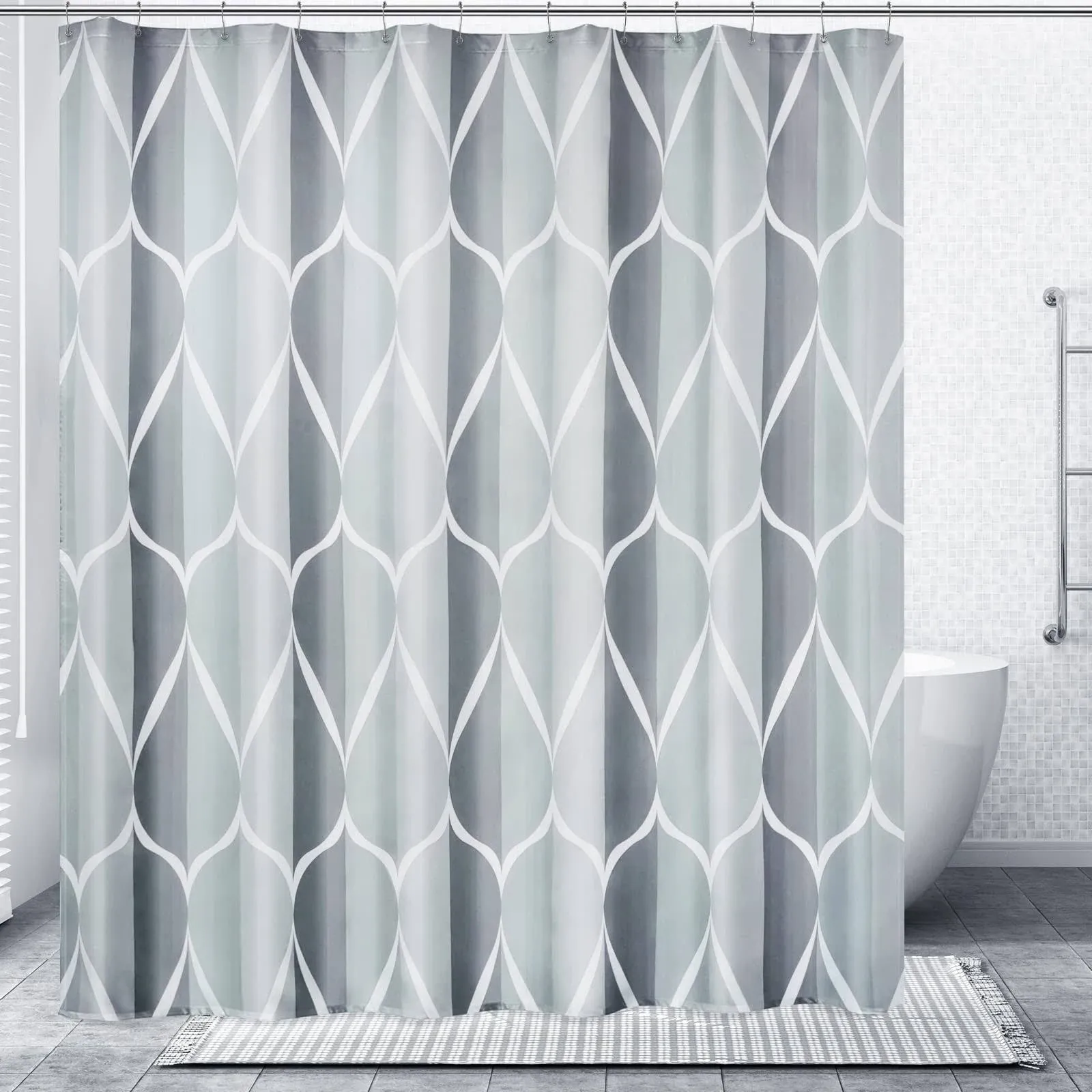 Gelbchu Grey Fabric Shower Curtain, Waterproof Design and POLYESTER, Quick-Drying ...