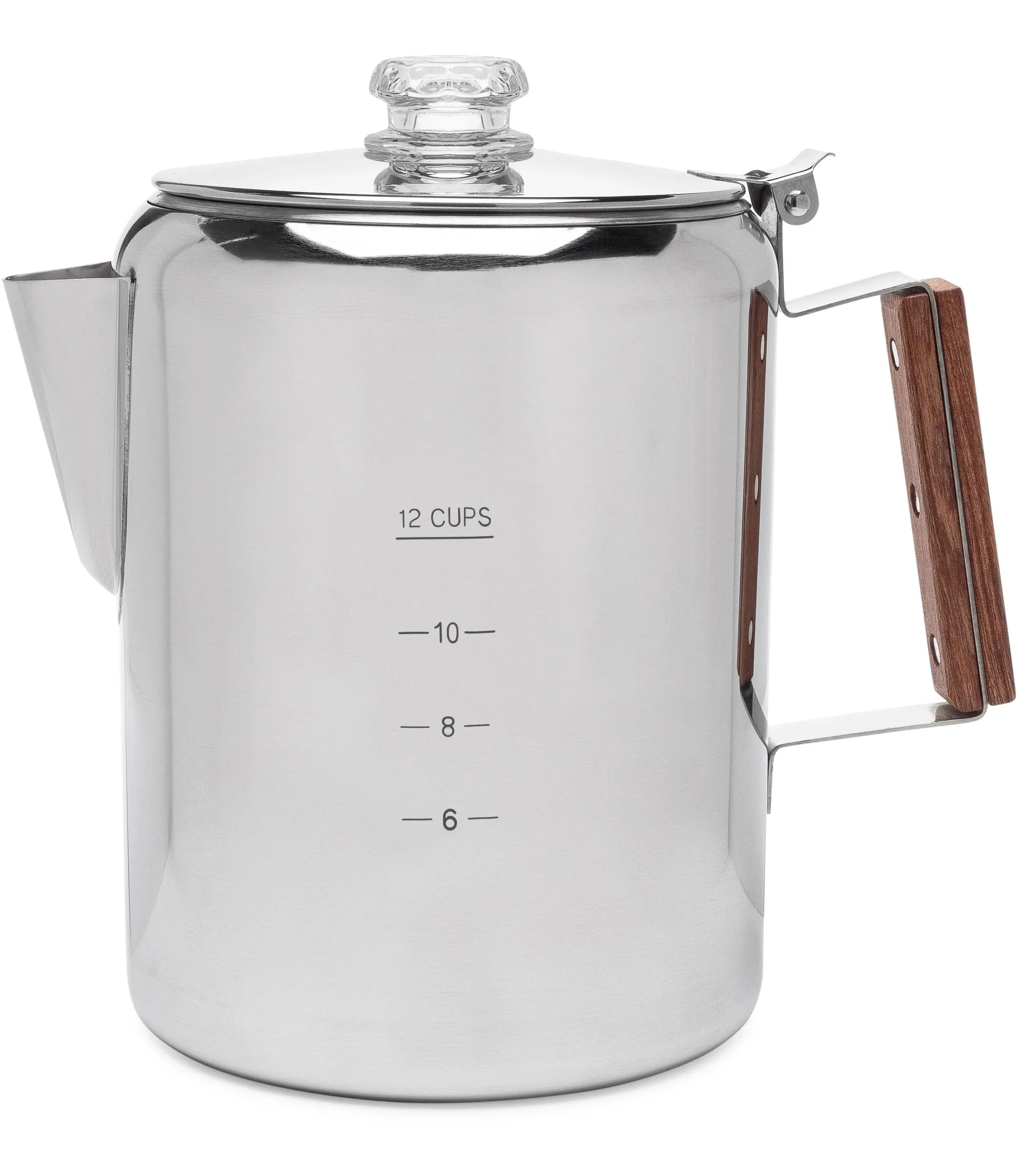 Coletti Bozeman Camping Coffee Pot Percolator 12 Cup, Polished Steel