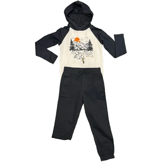 Tony Hawk Boys Long Sleeve Hooded Top and Jogger Pant 2 Piece Outfit Set, Sizes 4-12