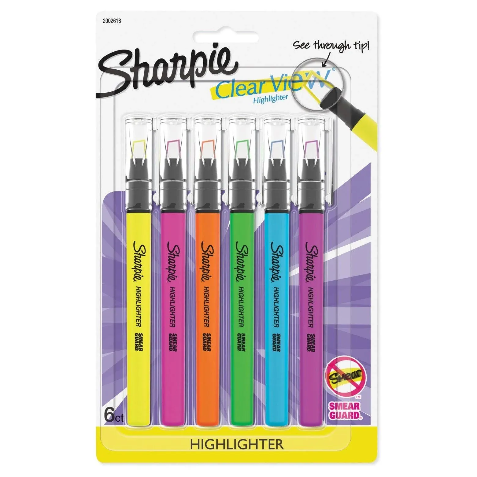 SHARPIE Highlighter, Clear View Highlighter with See-Through Chisel Tip, Stick Highlighter, Assorted, 12 Count